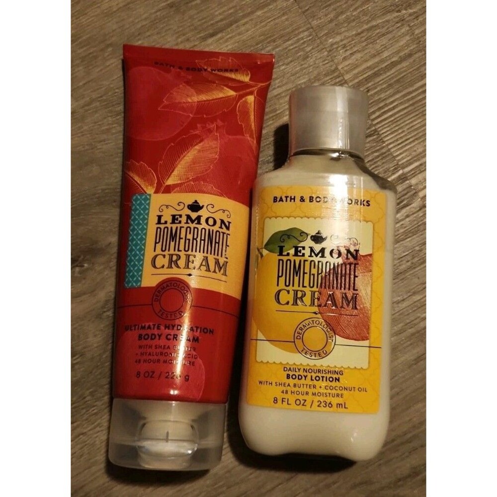Bath & And Body Works Lemon Pomegranate Cream Fine Bidy Cream And Lotion 8 Oz